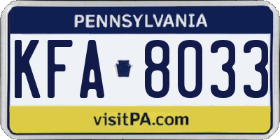 PA license plate KFA8033