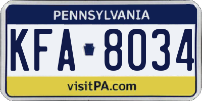 PA license plate KFA8034