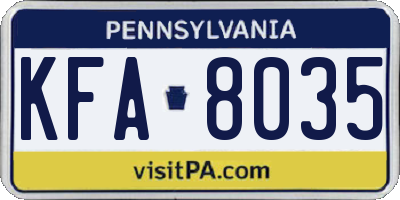 PA license plate KFA8035