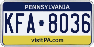 PA license plate KFA8036