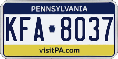 PA license plate KFA8037