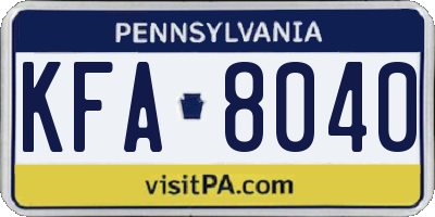 PA license plate KFA8040