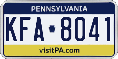 PA license plate KFA8041