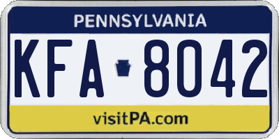 PA license plate KFA8042