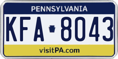 PA license plate KFA8043