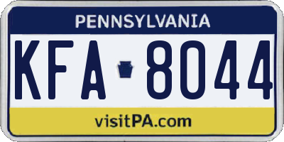 PA license plate KFA8044