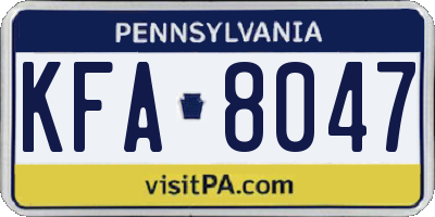 PA license plate KFA8047