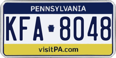 PA license plate KFA8048