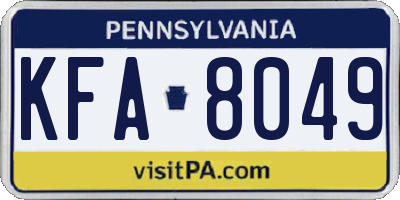 PA license plate KFA8049