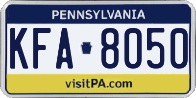 PA license plate KFA8050