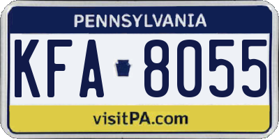 PA license plate KFA8055