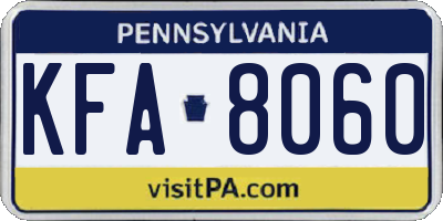 PA license plate KFA8060