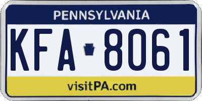 PA license plate KFA8061