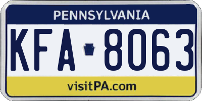 PA license plate KFA8063