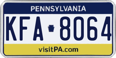 PA license plate KFA8064