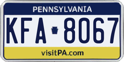PA license plate KFA8067