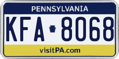 PA license plate KFA8068