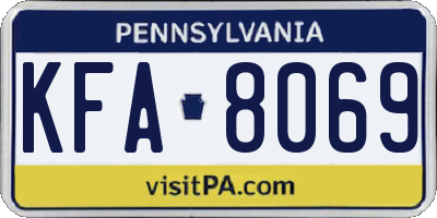 PA license plate KFA8069