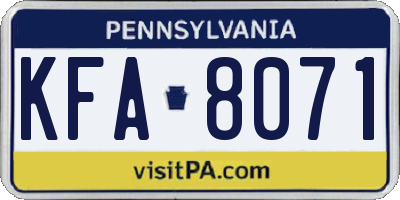 PA license plate KFA8071