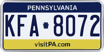 PA license plate KFA8072