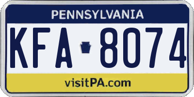 PA license plate KFA8074