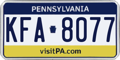 PA license plate KFA8077