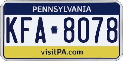 PA license plate KFA8078