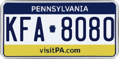 PA license plate KFA8080
