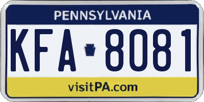 PA license plate KFA8081