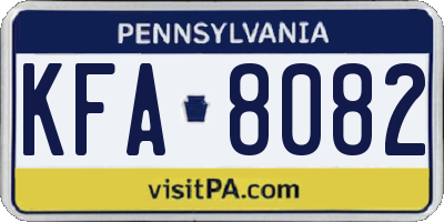 PA license plate KFA8082