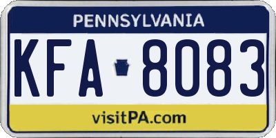 PA license plate KFA8083