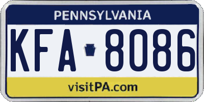 PA license plate KFA8086
