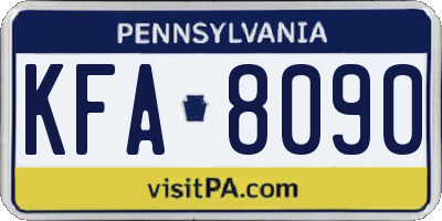 PA license plate KFA8090