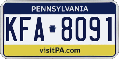 PA license plate KFA8091