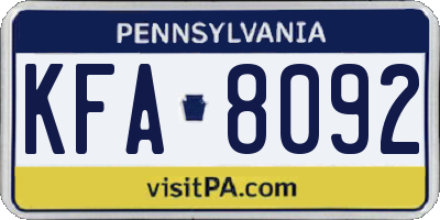 PA license plate KFA8092