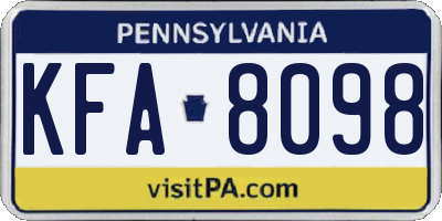 PA license plate KFA8098