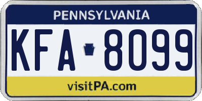 PA license plate KFA8099