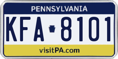PA license plate KFA8101