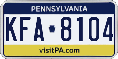 PA license plate KFA8104