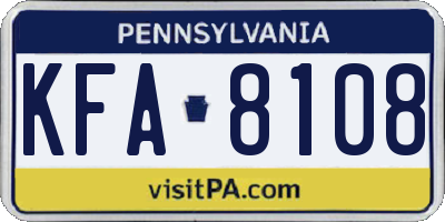 PA license plate KFA8108