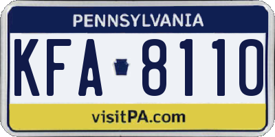 PA license plate KFA8110