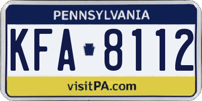 PA license plate KFA8112