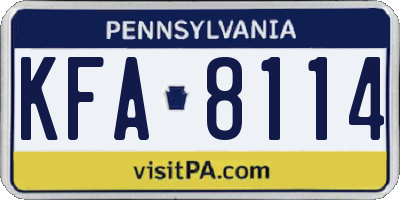 PA license plate KFA8114