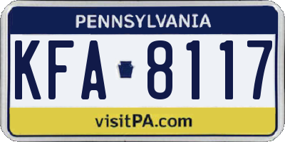 PA license plate KFA8117
