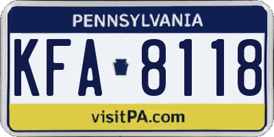 PA license plate KFA8118