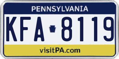 PA license plate KFA8119