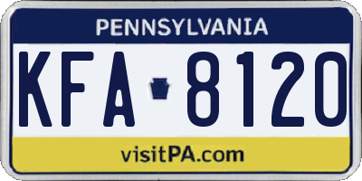 PA license plate KFA8120