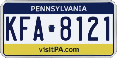 PA license plate KFA8121