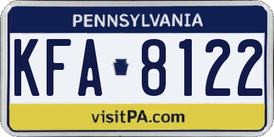 PA license plate KFA8122