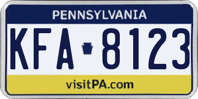 PA license plate KFA8123